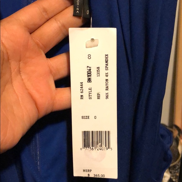 NWT cobalt Nicole Miller ruched wrap dress sz 0 - Picture 6 of 8